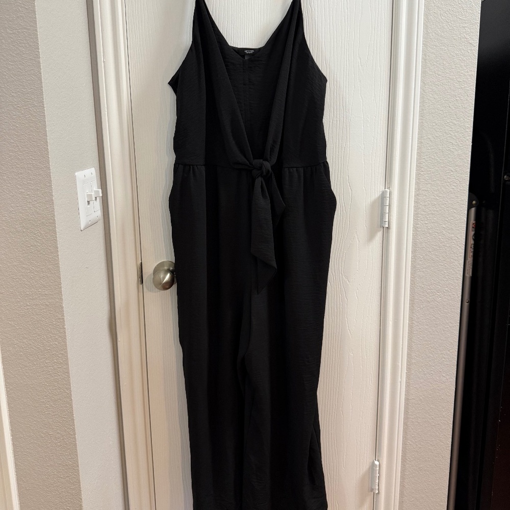 Simply Vera Vera Wang Black Sleeveless Tie-Front Jumpsuit - XXL